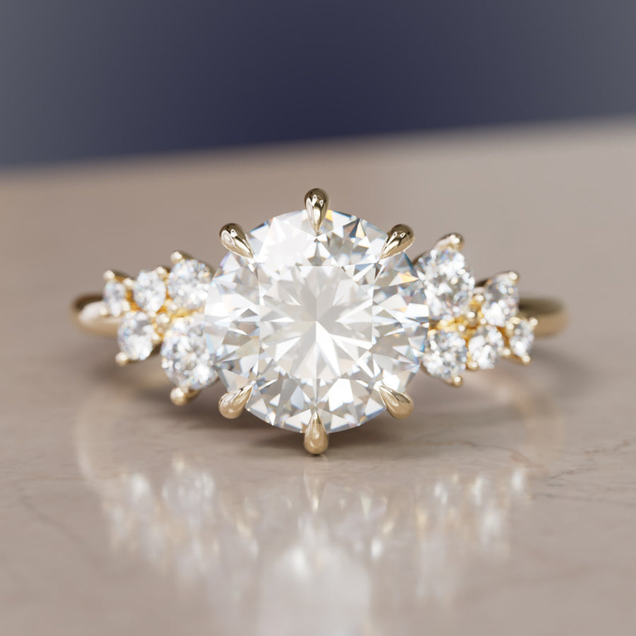 Cosmia Round Lab Diamond Unique Celestial Engagement Ring By Valley Rose