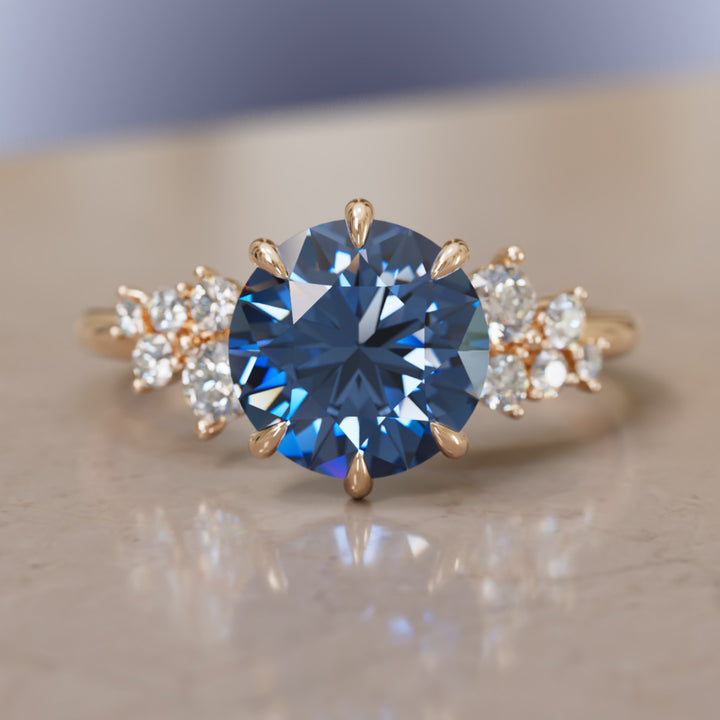 Cosmia Round Lab Diamante Único Celestial Anillo de Compromiso (Solo Montura)