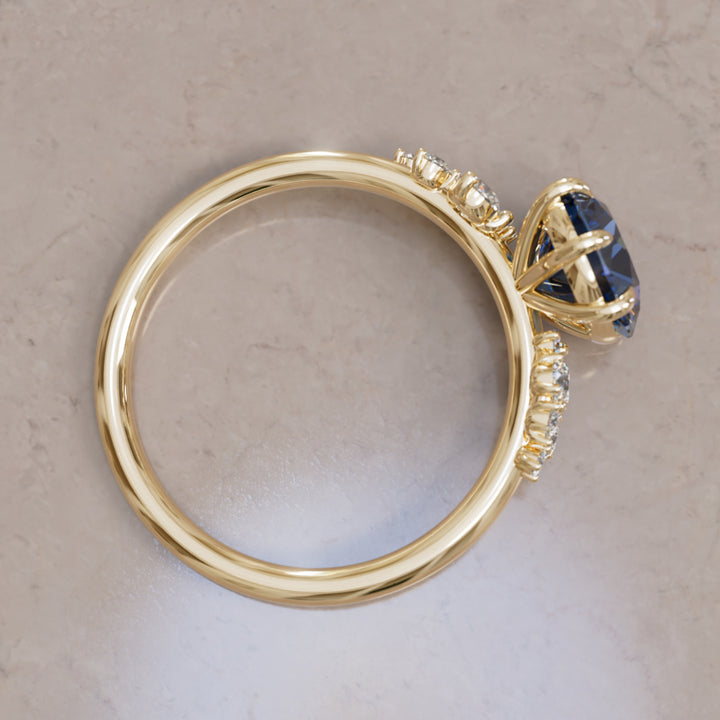 Cosmia Round Lab Diamante Único Celestial Anillo de Compromiso (Solo Montura)