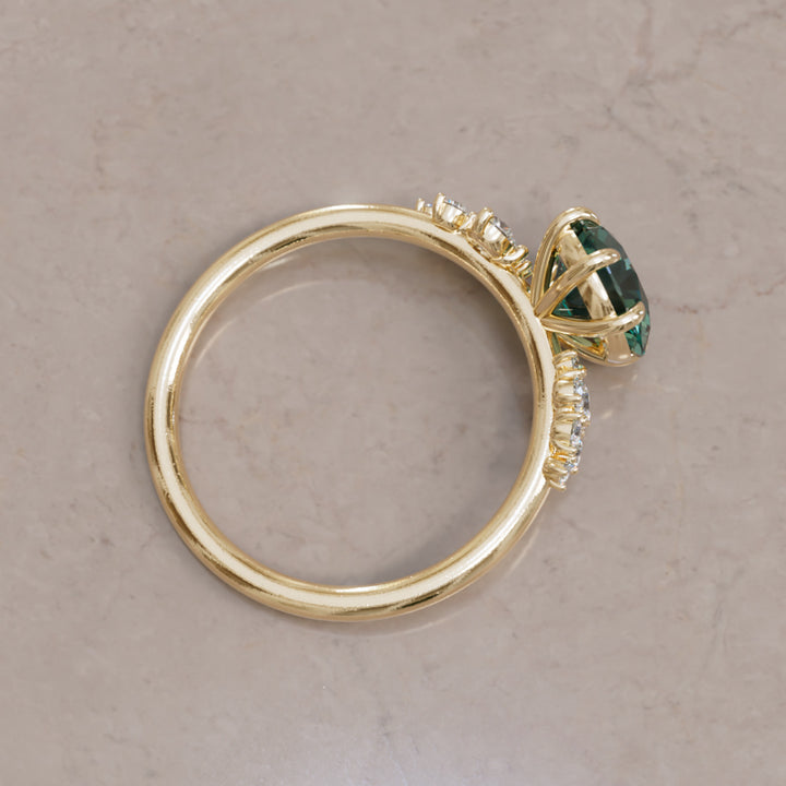 Cosmia Round Teal Sapphire Unique Celestial Engagement Ring (Setting Only)