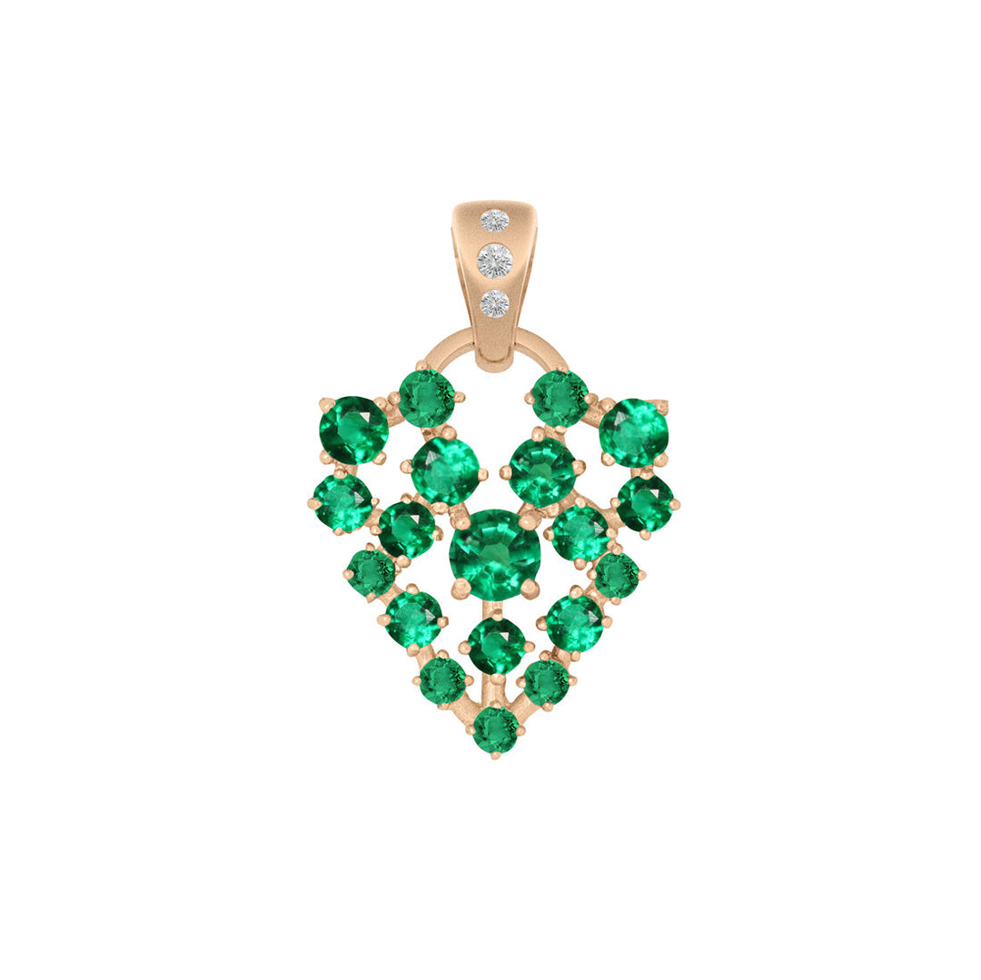Unique Celestial Emerald Pave Heart Charm in Gold By Valley Rose Ethical Jewelry