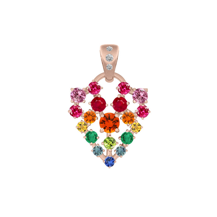 Unique Celestial Rainbow Gemstone Pave Heart Charm in Gold By Valley Rose Ethical Jewelry