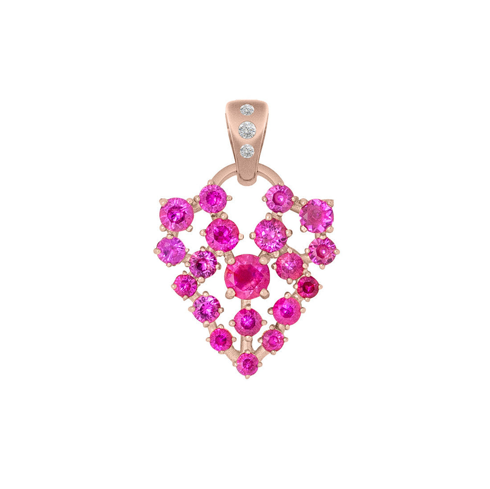 Unique Celestial Ruby Pave Heart Charm in Gold By Valley Rose Ethical Jewelry