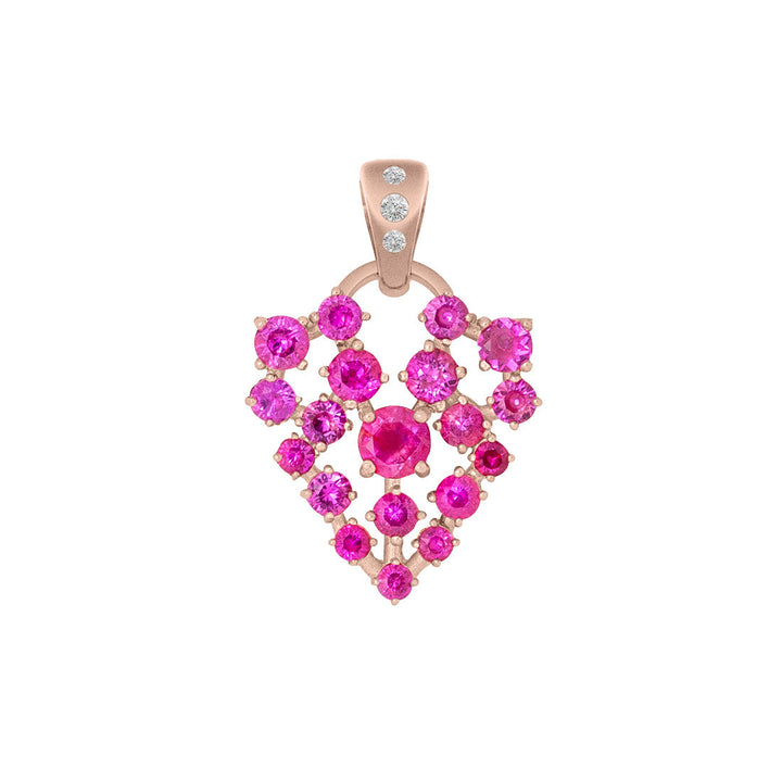 Unique Celestial Ruby Pave Heart Charm in Gold By Valley Rose Ethical Jewelry