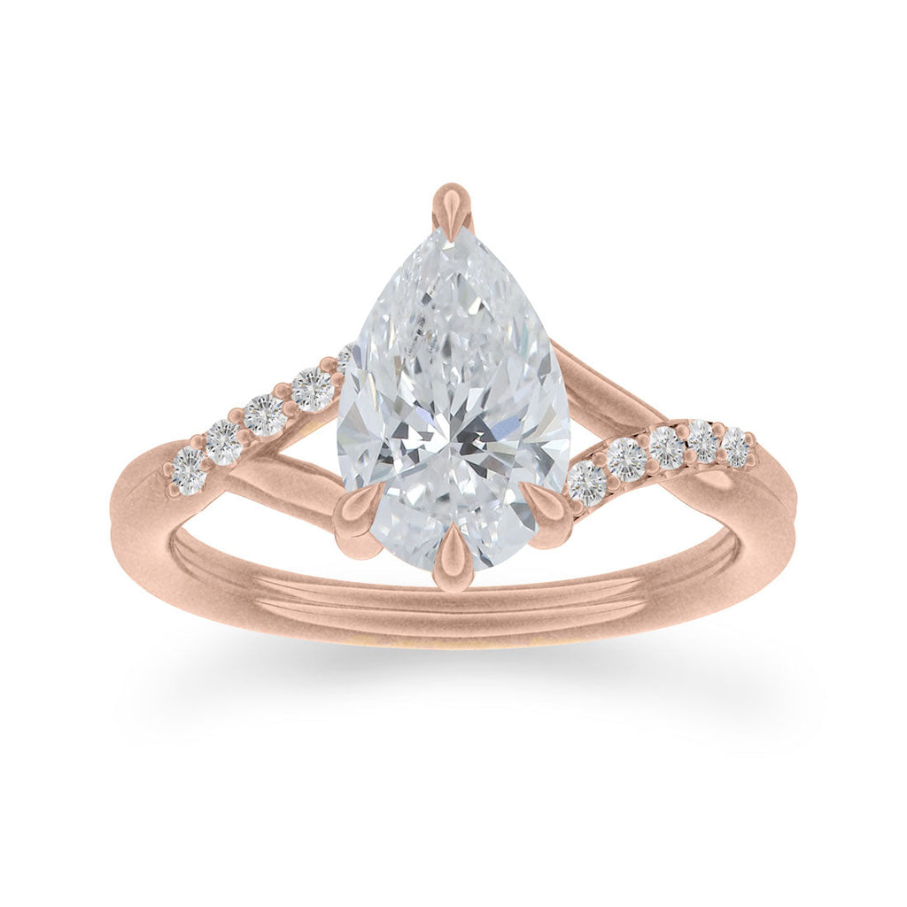 Crossover Pear Lab Diamond Fairytale Engagement Ring By Valley Rose