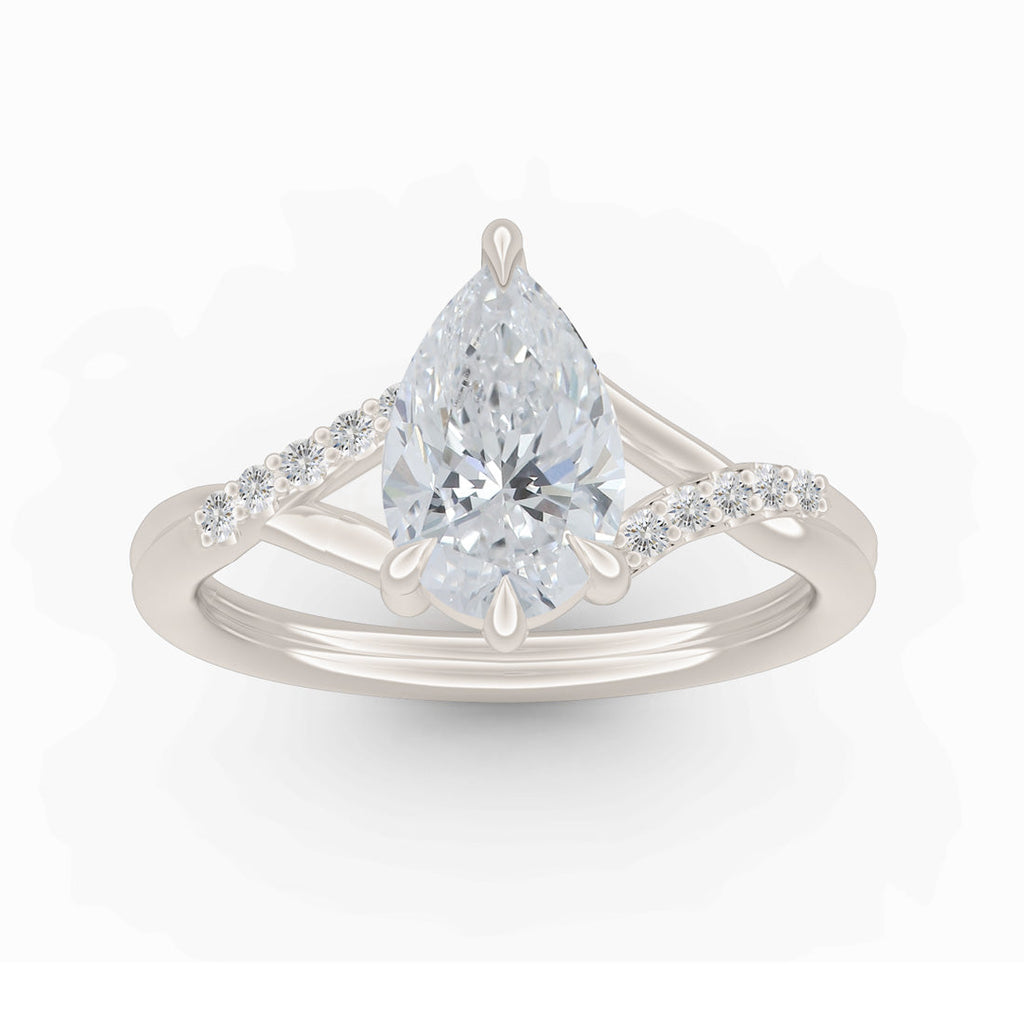 Crossover Pear Lab Diamond Fairytale Engagement Ring By Valley Rose