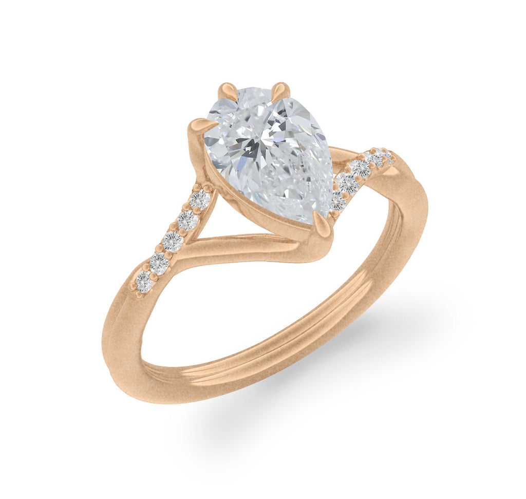 Crossover Pear Lab Diamond Fairytale Engagement Ring By Valley Rose