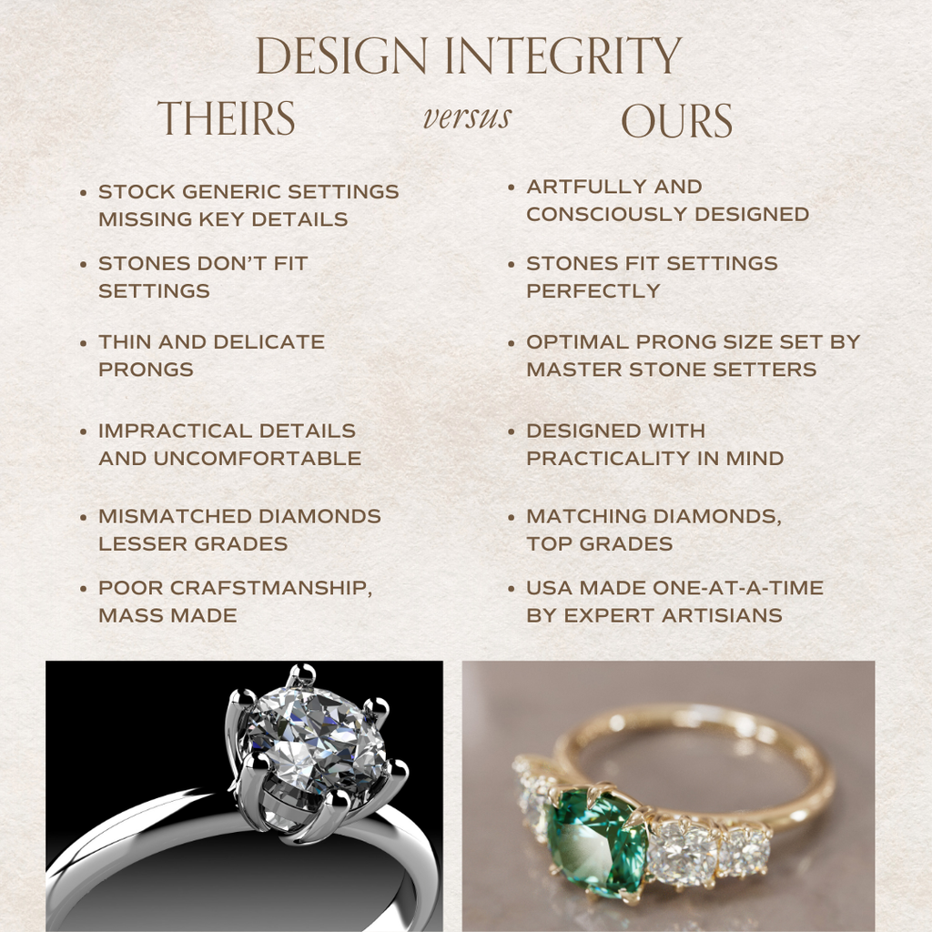 Cushion Cut Green Sapphire and Diamond Engagement Ring, Five Stone Ring By Valley Rose