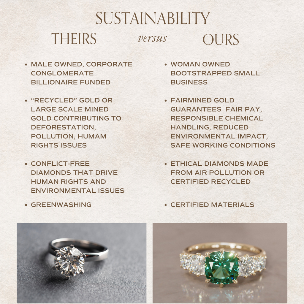 Cushion Cut Green Sapphire and Diamond Engagement Ring, Five Stone Ring By Valley Rose