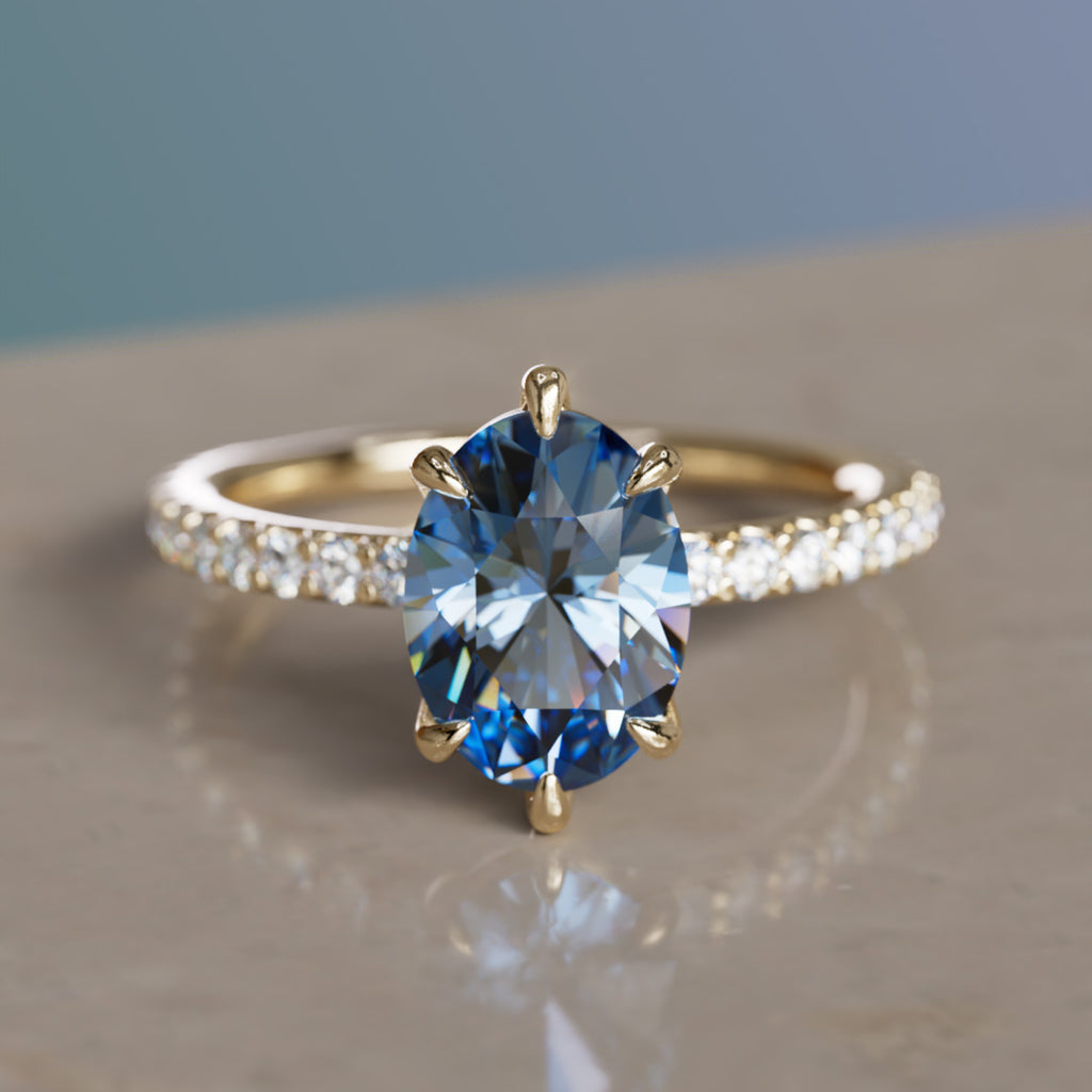 Cybele Oval Blue Sapphire Modern Unique Engagement Ring (Setting Only) By Valley Rose
