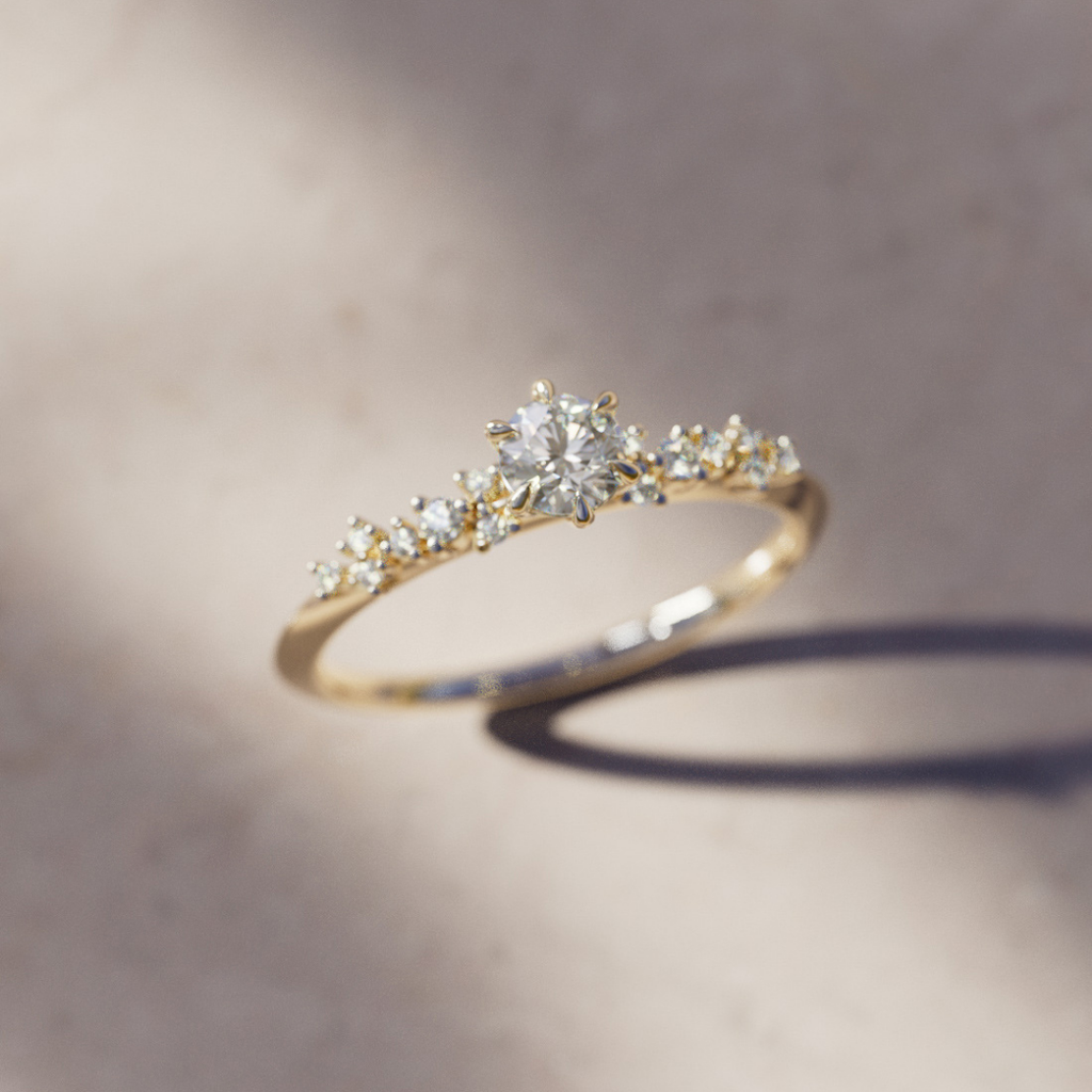 Dainty Celestial Star Diamond Engagement Ring By Valley Rose