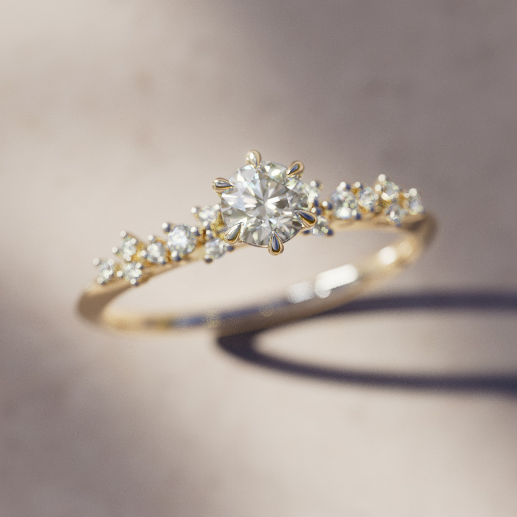 Dainty Celestial Star Diamond Engagement Ring By Valley Rose