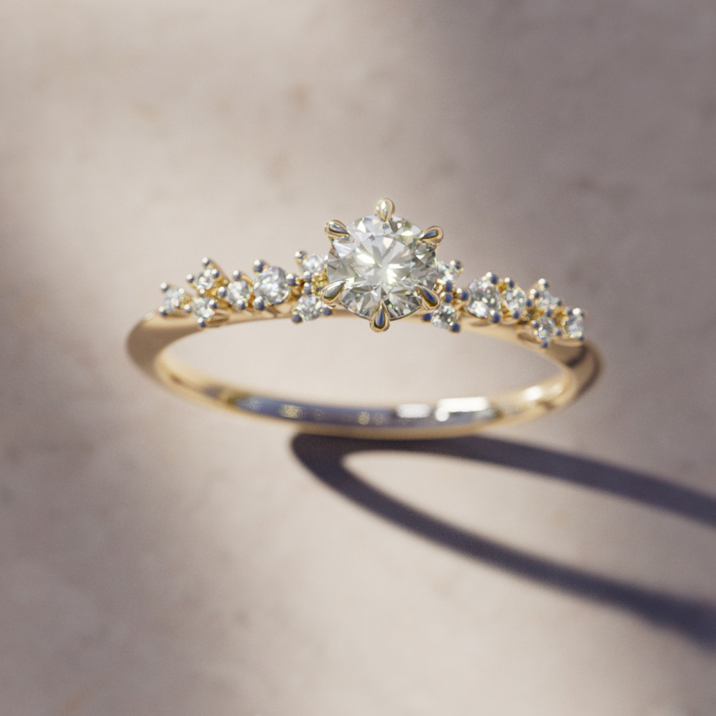 Dainty Celestial Star Diamond Engagement Ring By Valley Rose