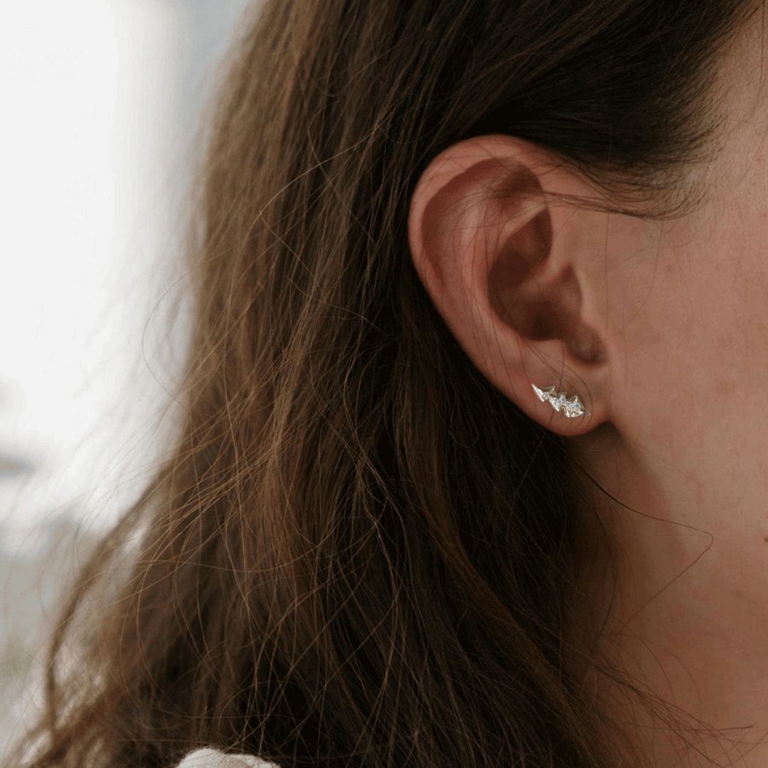Dandelion Unique Nature Leaf Earrings with Lab Diamonds