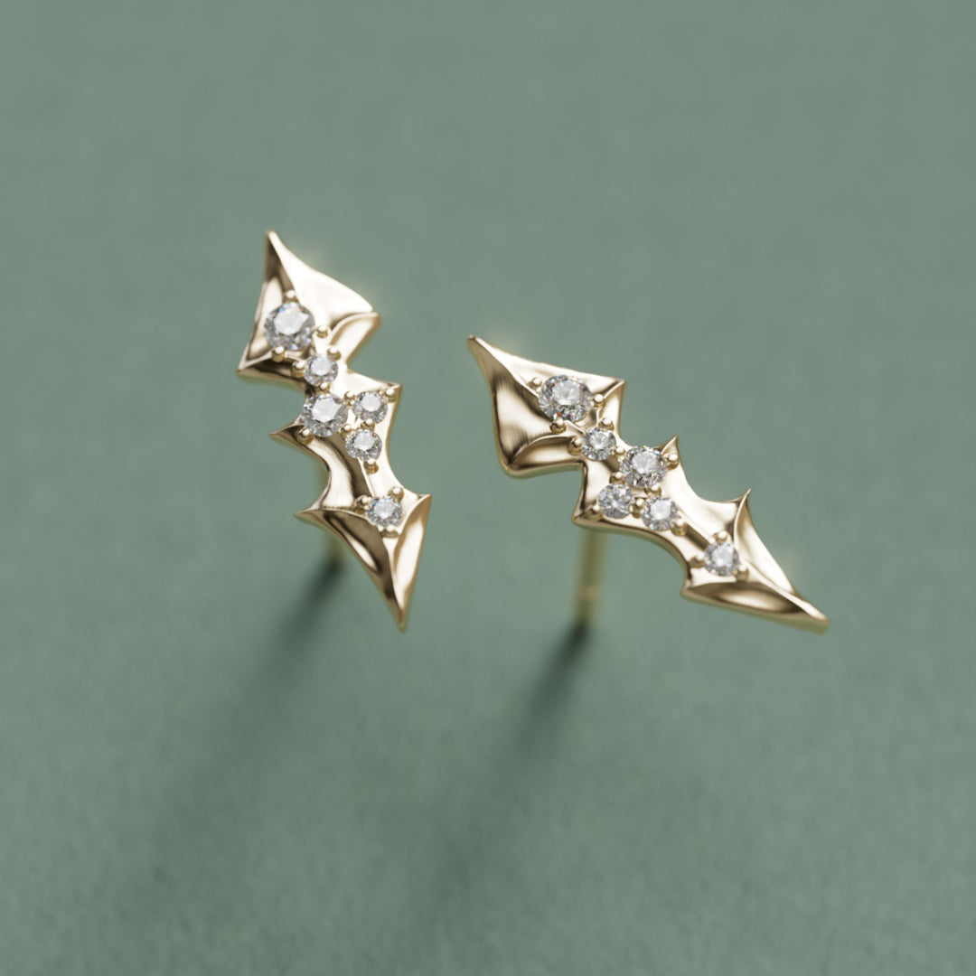 Dandelion Unique Nature Leaf Earrings with Lab Diamonds