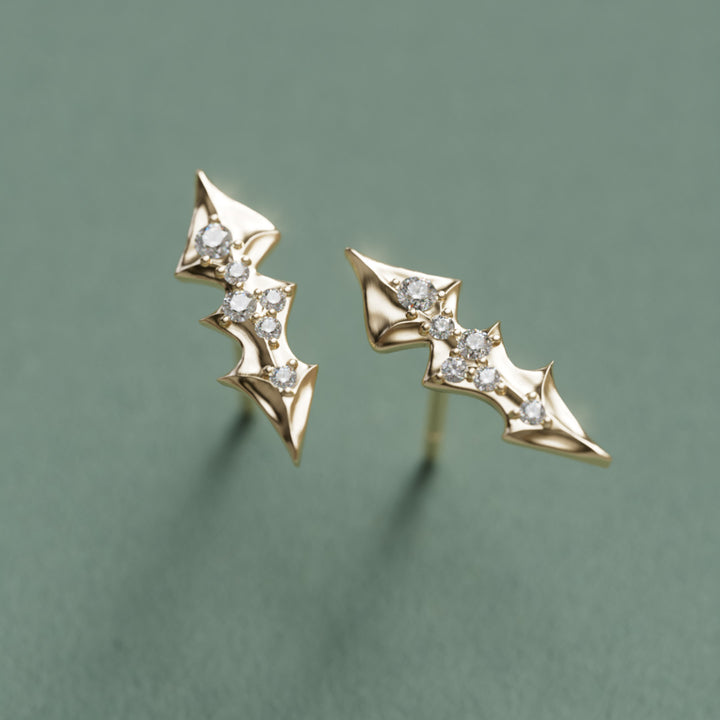 Dandelion Unique Nature Leaf Earrings with Lab Diamonds