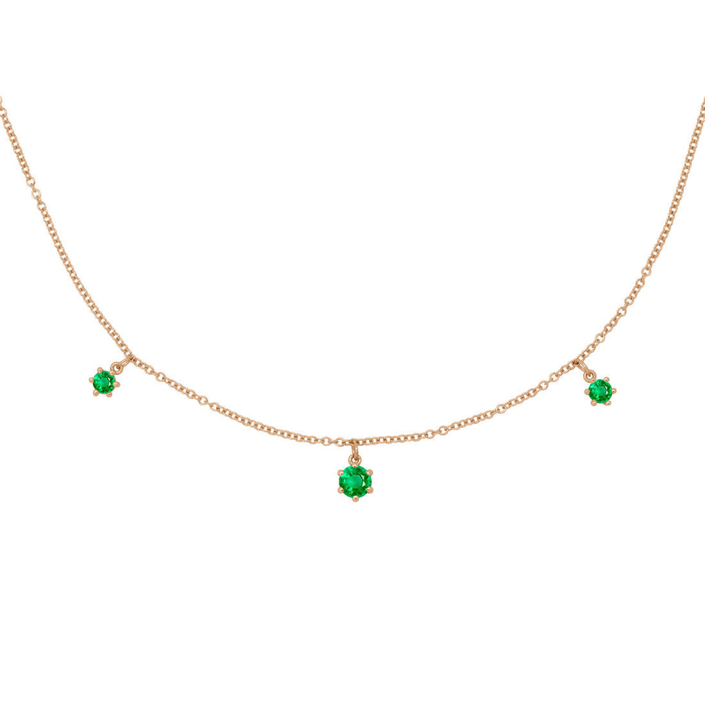 Emerald Fringe Charm Gold Necklace By Valley Rose Ethical Jewelry