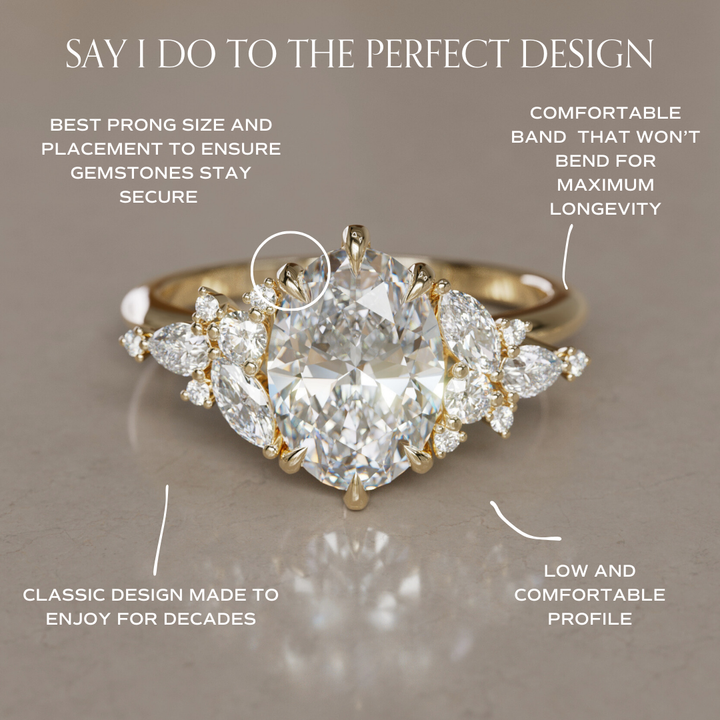 Oval Cut Diamond Unique Engagement Ring Nature Flower Inspired By Valley Rose