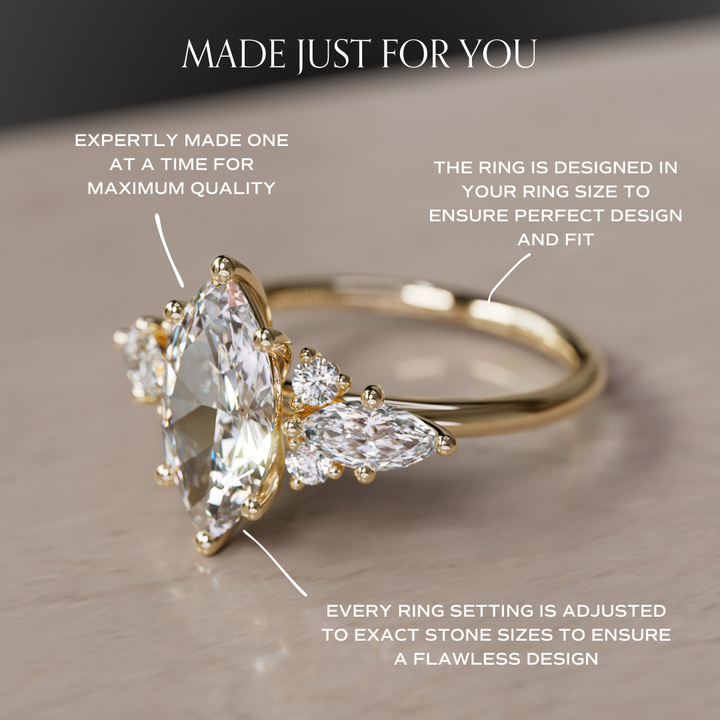 Fantasy Engagement Ring with Marquise Diamonds By Valley Rose