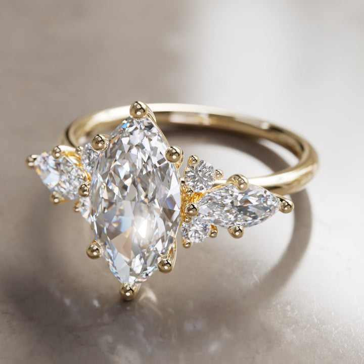 Fantasy Engagement Ring with Marquise Diamonds By Valley Rose