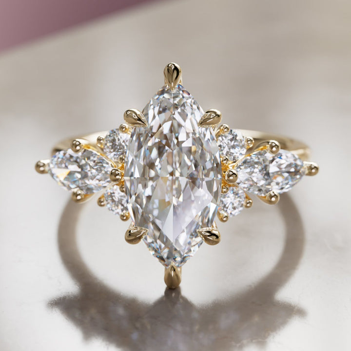 Fantasy Engagement Ring with Marquise Diamonds By Valley Rose