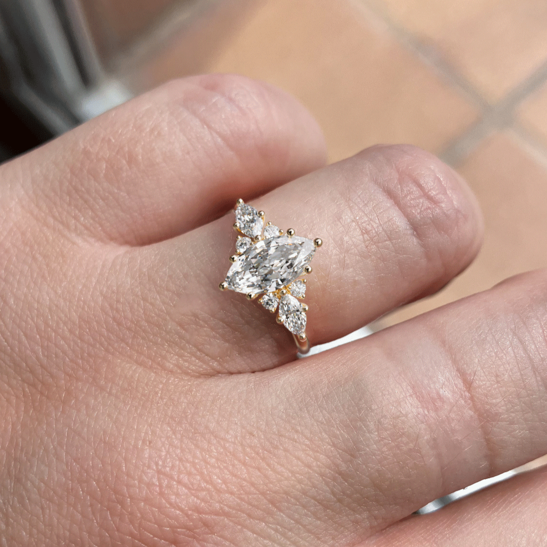 Fantasy Engagement Ring with Marquise Diamonds