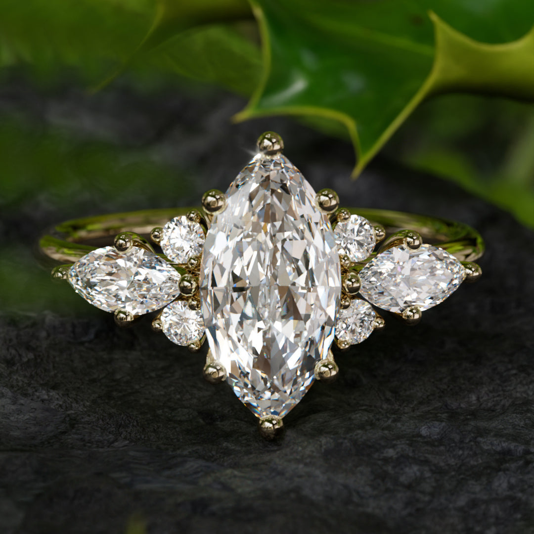 Elain Marquise Lab Diamond Unique Fantasy Engagement Ring By Valley Rose