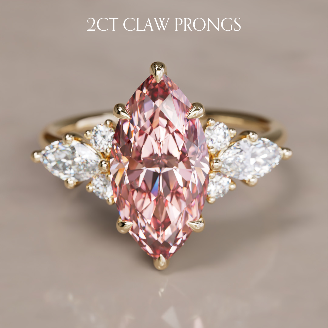 Elain Marquise Pink Lab Diamond Unique Engagement Ring