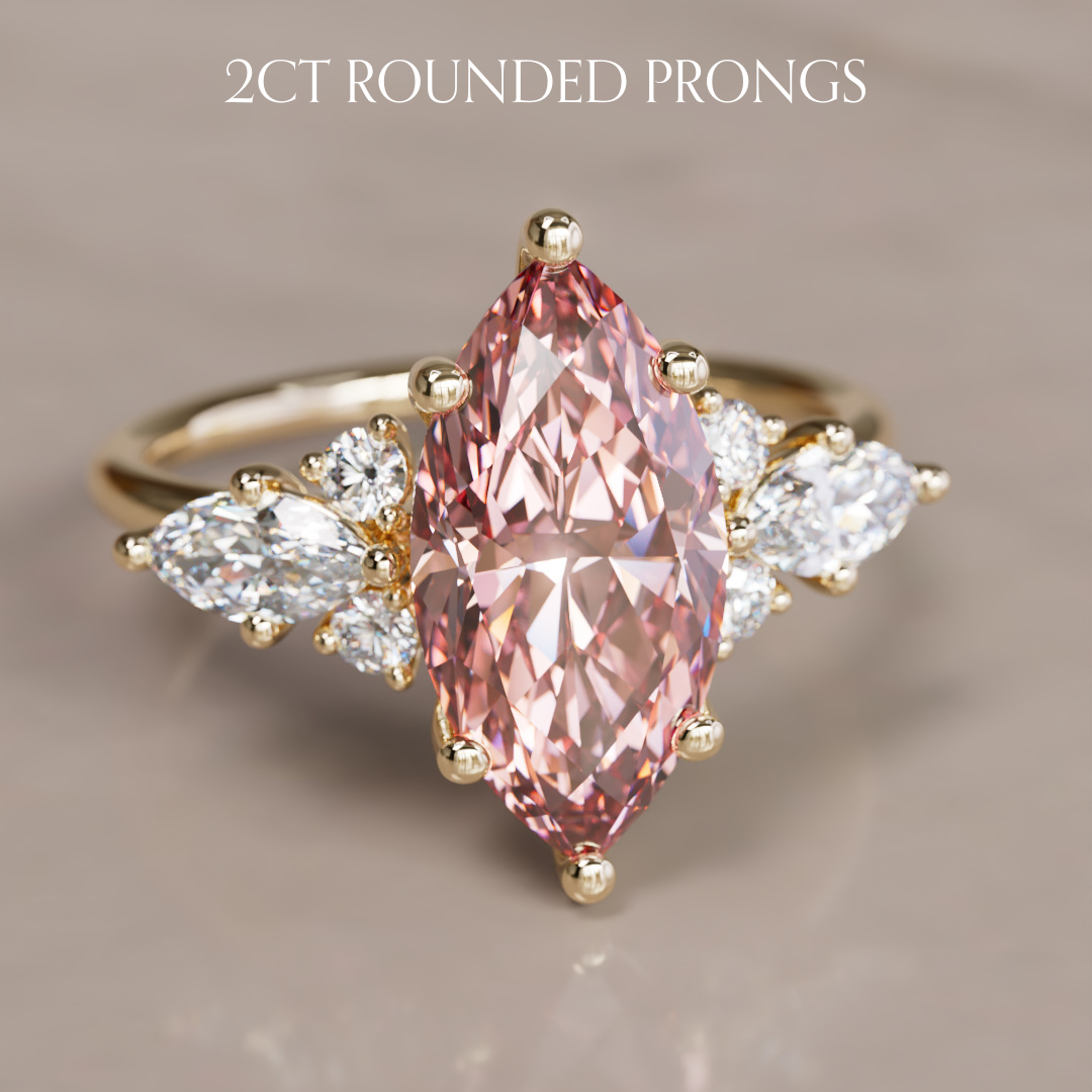 Elain Marquise Pink Lab Diamond Unique Engagement Ring