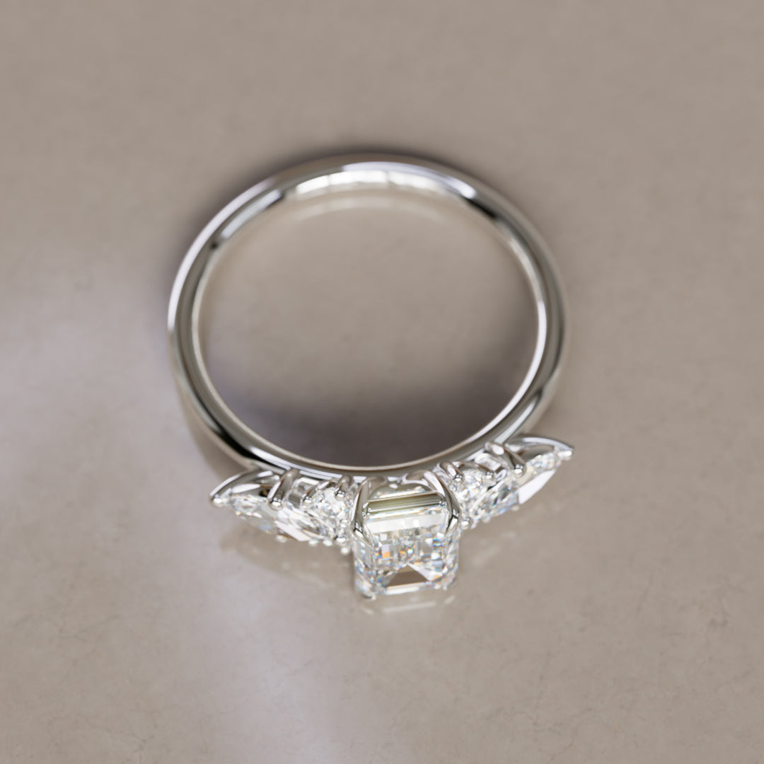 Elodie Emerald Cut Lab Diamond Unique Fantasy Engagement Ring By Valley Rose
