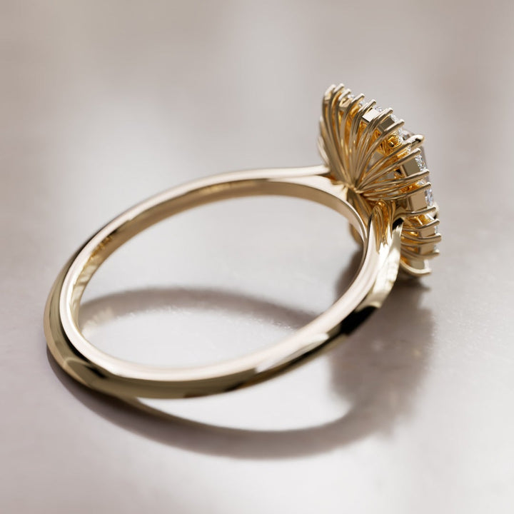 Elowen 1.06ct Emerald Cut Cognac Diamond Vintage Fantasy Halo Engagement Ring (Ready to Ship)