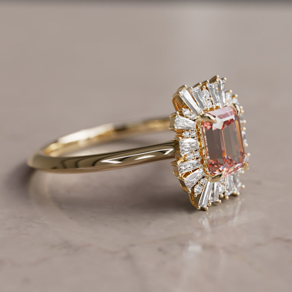 Elowen Pink Diamond Vintage Fantasy Halo Engagement Ring By Valley Rose