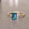 Emerald Cut Blue Sapphire Engagement Ring Solitaire By Valley Rose