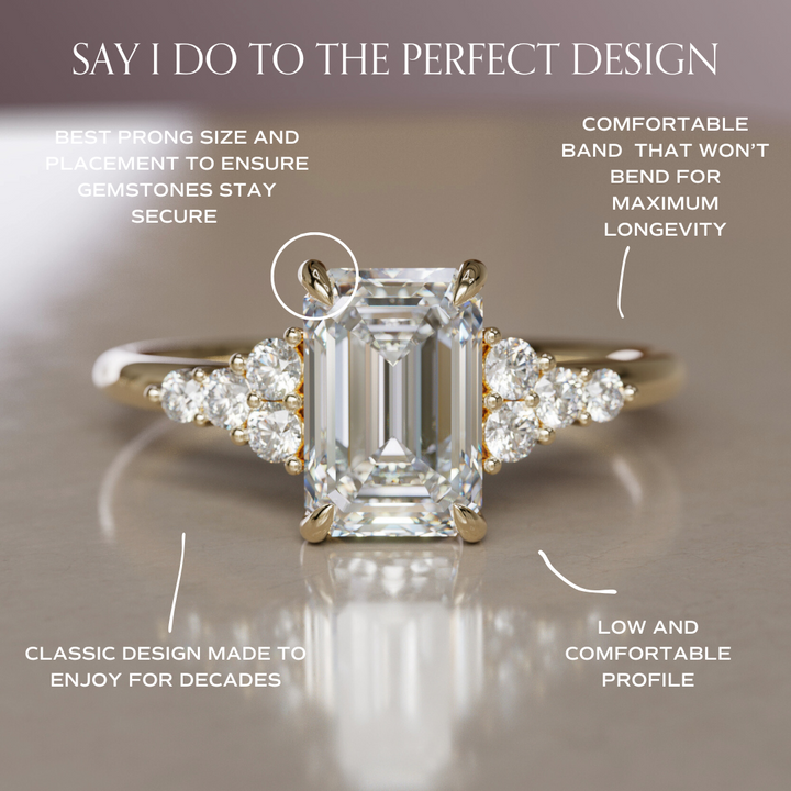 Emerald Cut Diamond Unique Engagement Ring Nature Inspired By Valley Rose