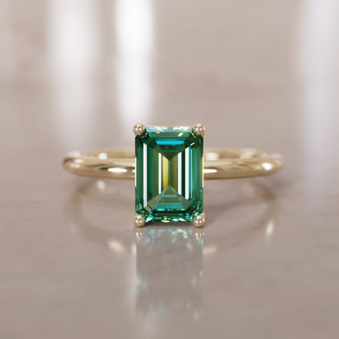 Emerald Cut Green Sapphire Engagement Ring Solitaire By Valley Rose