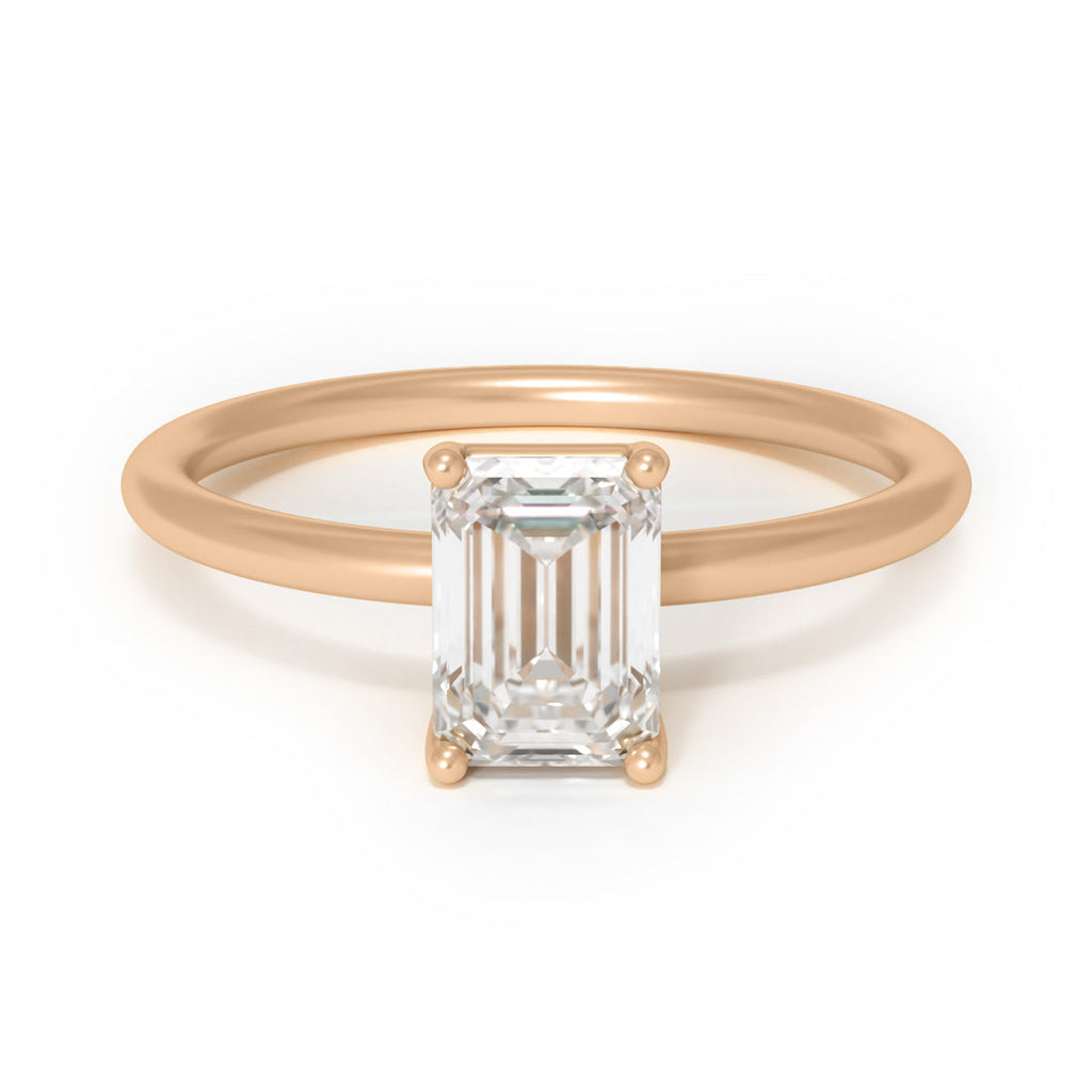 Emerald Cut Lab Diamond Ethical Engagement Ring Solitaire By Valley Rose