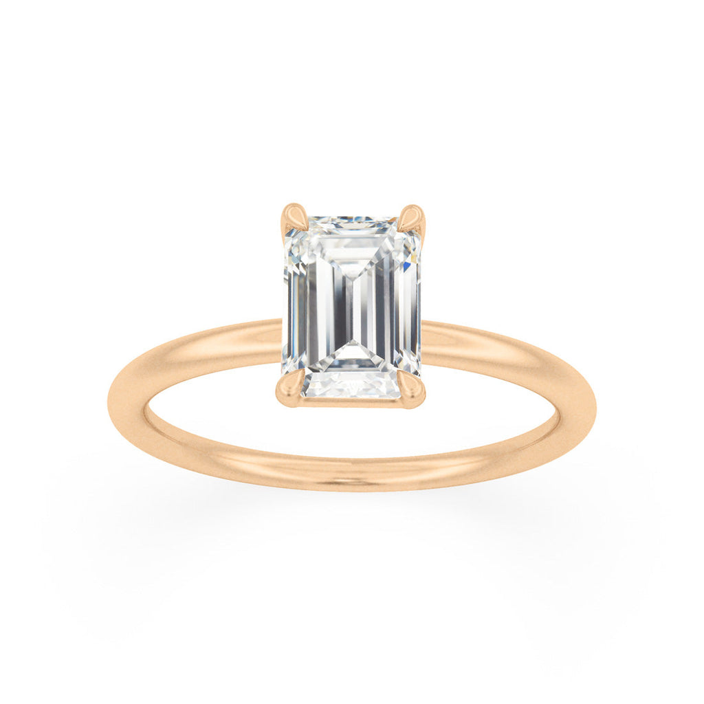 Emerald Cut Lab Diamond Ethical Engagement Ring Solitaire By Valley Rose