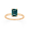 Emerald Cut Teal Sapphire Ethical Engagement Ring Solitaire By Valley Rose