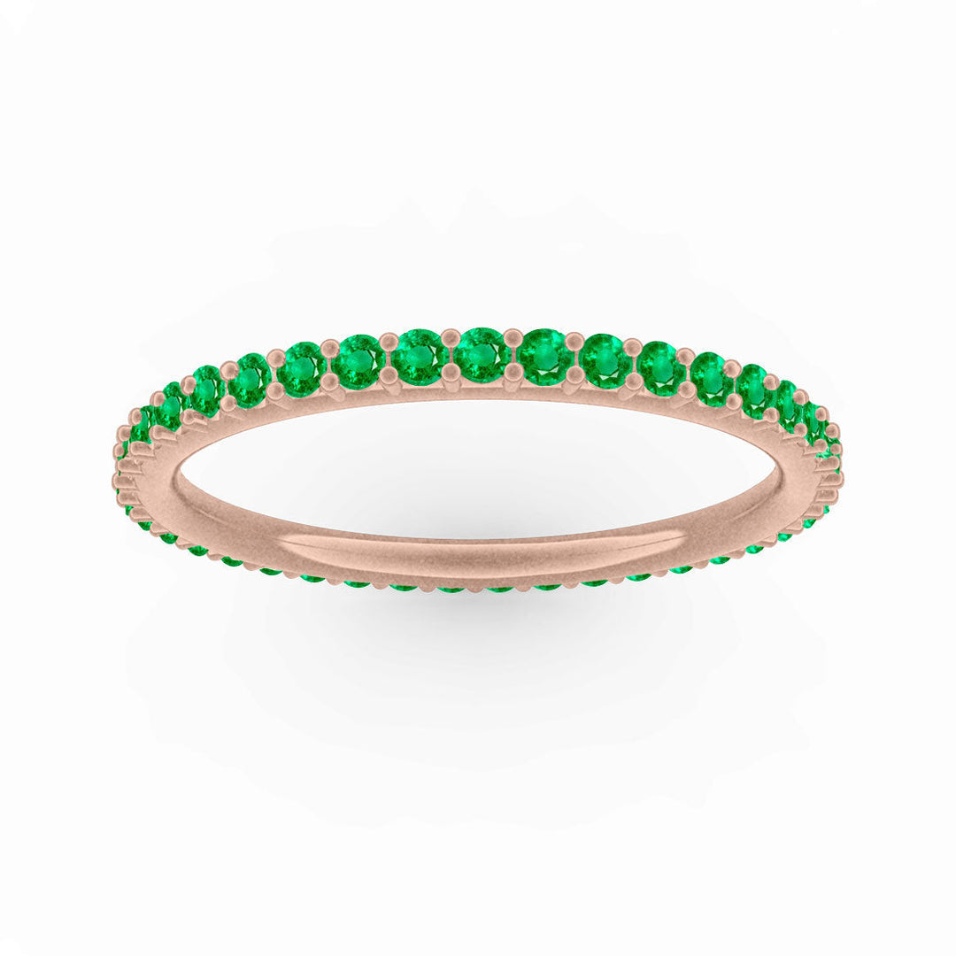 Emerald Eternity Ring, Gold Wedding Stacking Band By Valley Rose