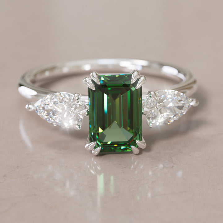 Eleonora Emerald Cut Green Sapphire Engagement Ring
