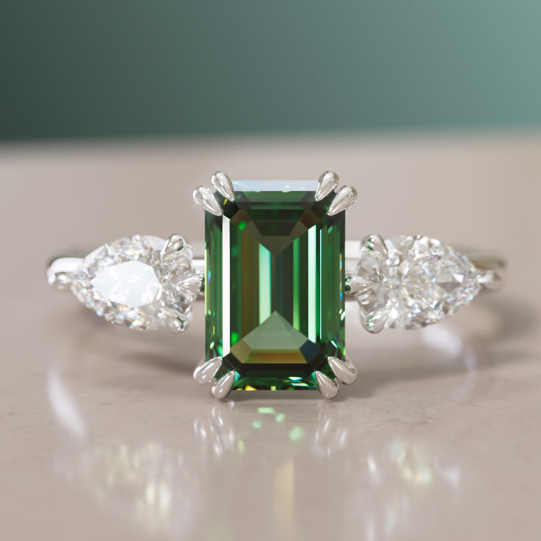 Eleonora Emerald Cut Green Sapphire Engagement Ring