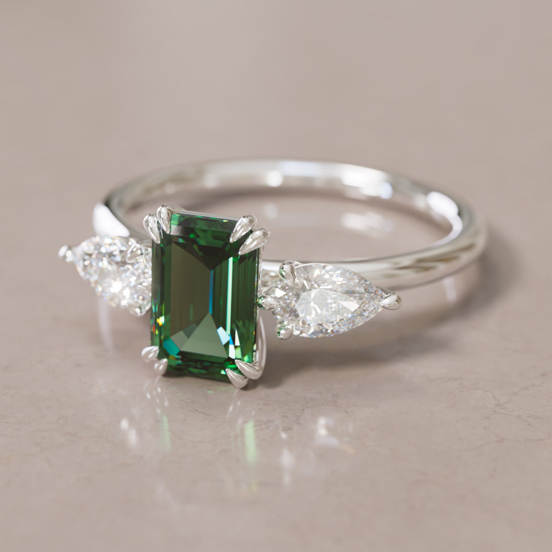 Eleonora Emerald Cut Green Sapphire Engagement Ring