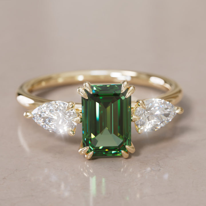 Eleonora Emerald Cut Green Sapphire Engagement Ring