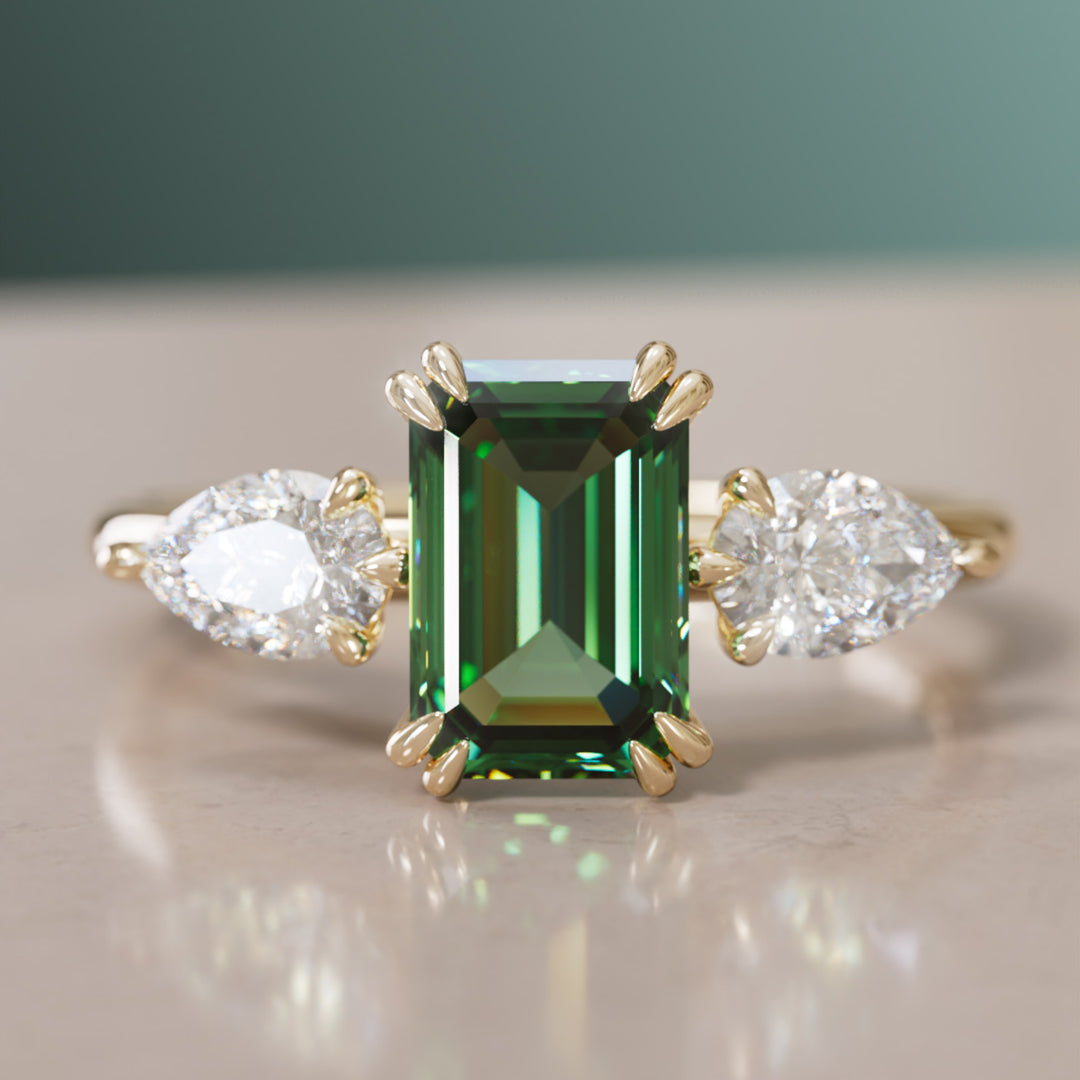 Eleonora Emerald Cut Green Sapphire Engagement Ring