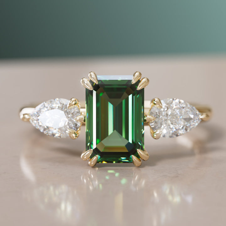 Eleonora Emerald Cut Green Sapphire Engagement Ring