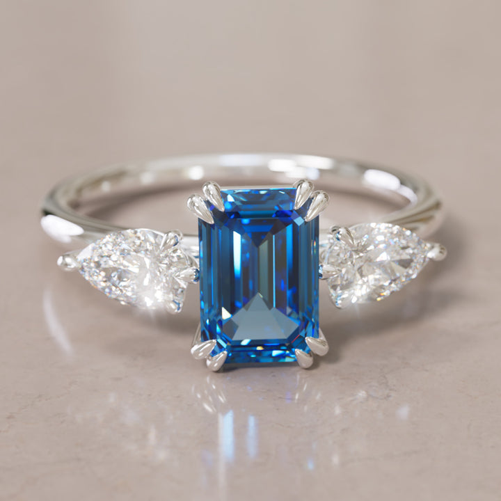 Eleonora Emerald Cut Blue Sapphire Engagement Ring