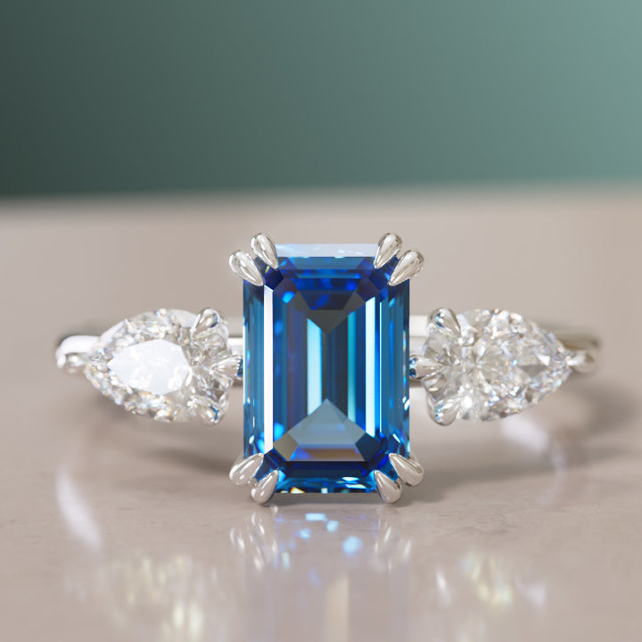 Eleonora Emerald Cut Blue Sapphire Engagement Ring
