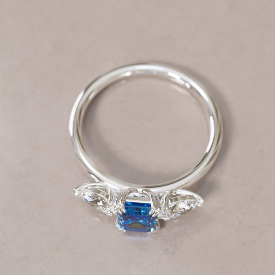 Eleonora Emerald Cut Blue Sapphire Engagement Ring