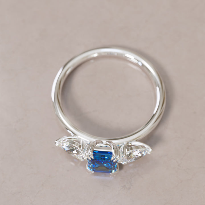 Eleonora Emerald Cut Blue Sapphire Engagement Ring