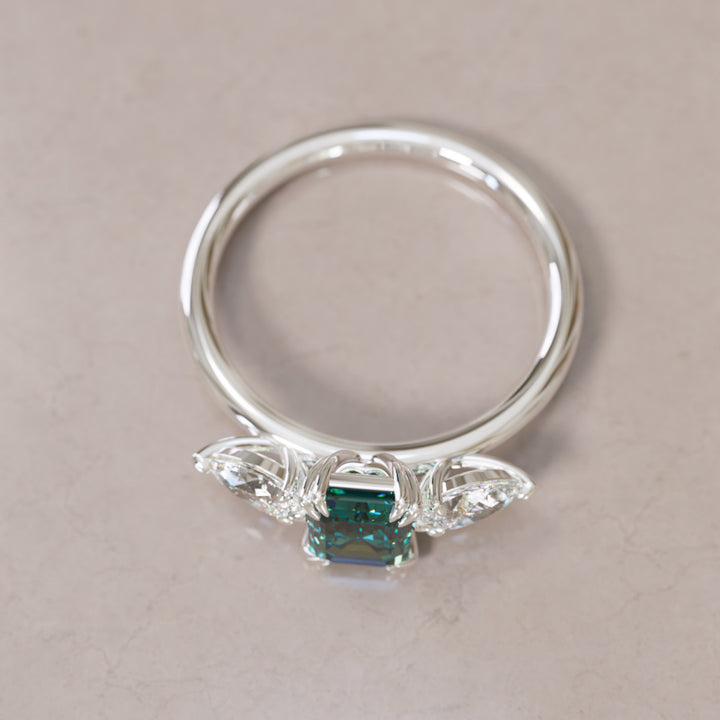 Eleonora Emerald Cut Teal Sapphire Engagement Ring